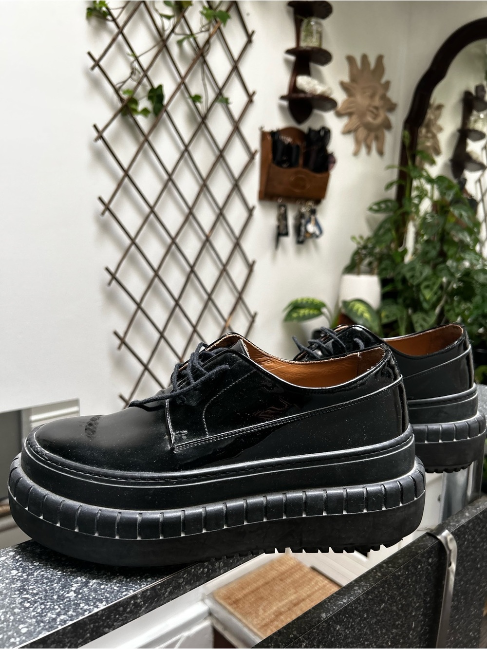 Acne studios Black Patent Platform Derby Shoes